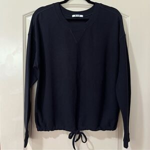 NWT THREE DOTS Flatlock Rib Long Sleeve Sweater Black Women’s Size Large